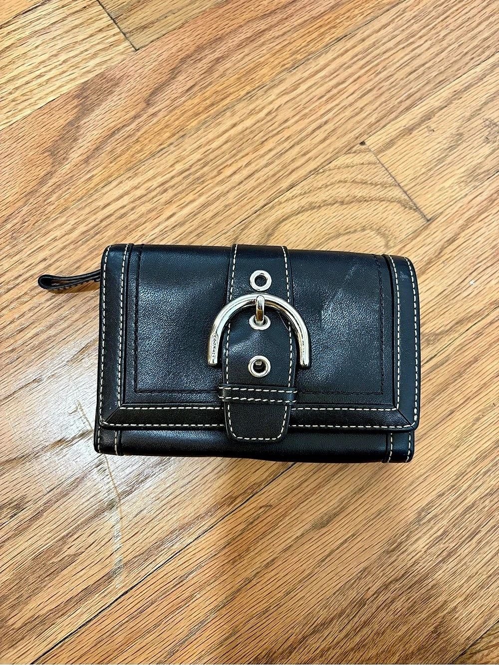 Coach Soho Black Leather Buckle Wallet